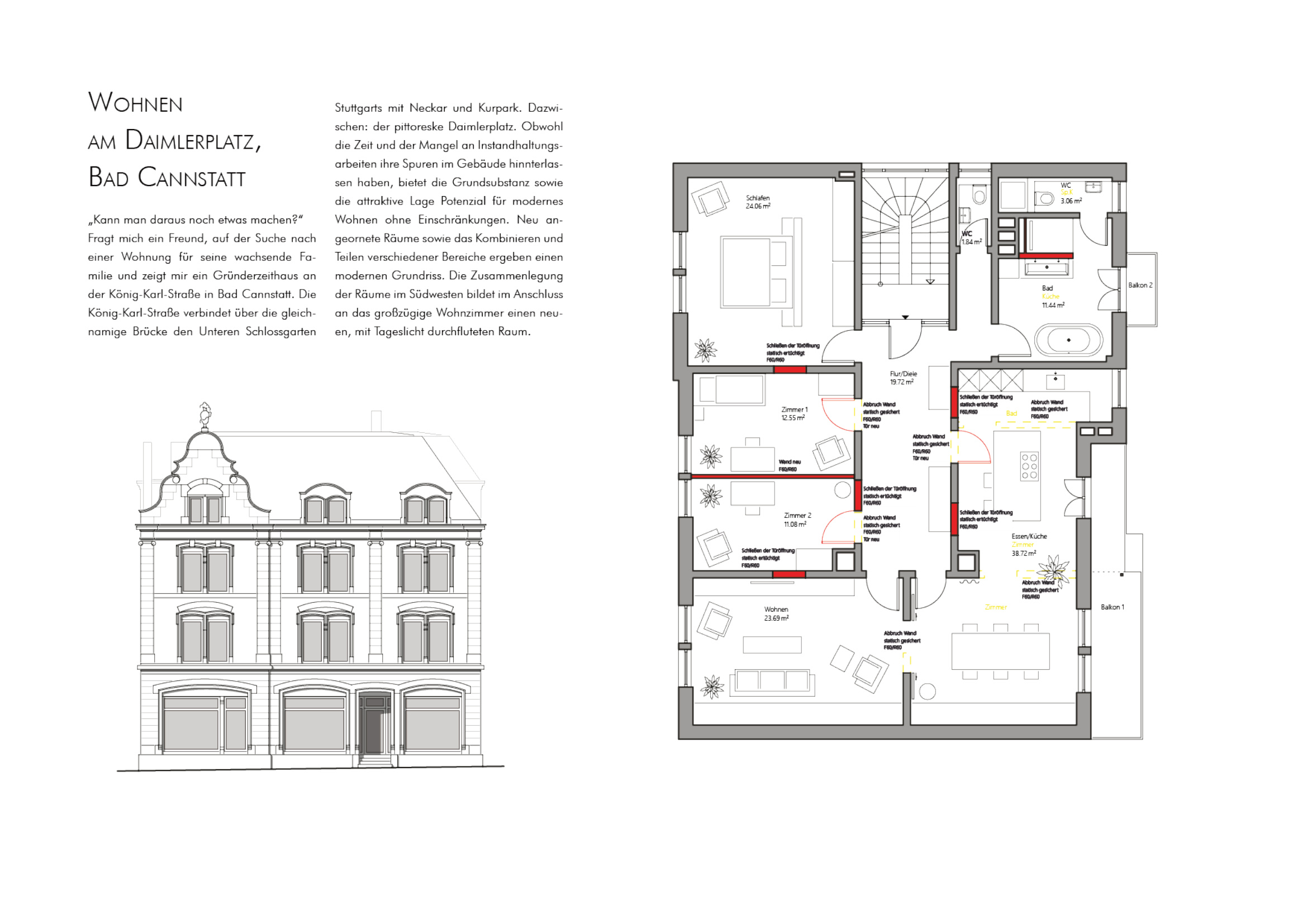 Wohnen am Daimlerplatz – Gründerzeithaus Fassade